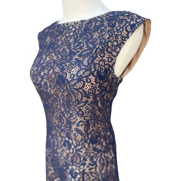Cece Blue Lace Sheath Dress Size 2 - Picture 3 of 7